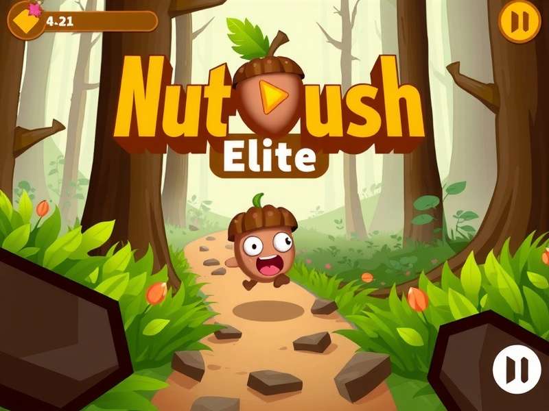 Nut Rush Elite Hero Image Nut Rush Elite gameplay screenshot showing acorn character running through forest